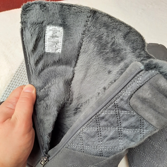 Lands End Quilted Boots Insulated Warm Mid Calf Snow Winter Boot Gray 9 - Picture 11 of 14